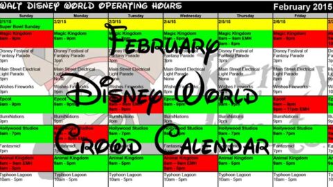 Updates to February 2015 Disney World Park Hours and Crowd Calendar