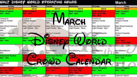 March 2018 Disney World initial park hours, Extra Magic Hours and Crowd Calendar created