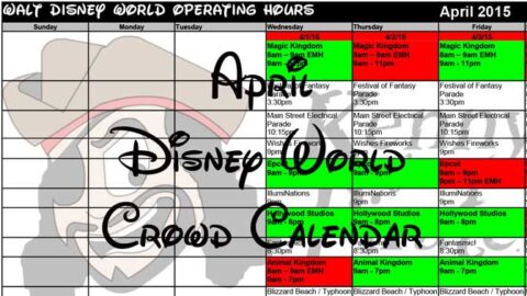 Updates to April and May 2015 Disney World park hours and crowd calendar