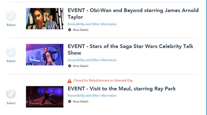 Star Wars Weekends Fastpass+ Shows