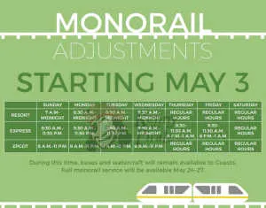 Walt Disney World monorail schedule