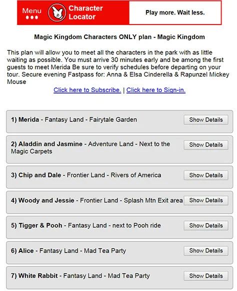 Character Locator App for Disney World now offering Touring Plans 6