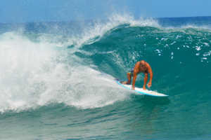 Banzai Pipeline surfer on the North Shore of Ohau Hawaii