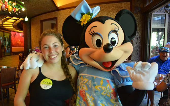 Minnie Mouse at Disney's Aulani Character Breakfast Meal at Makahiki