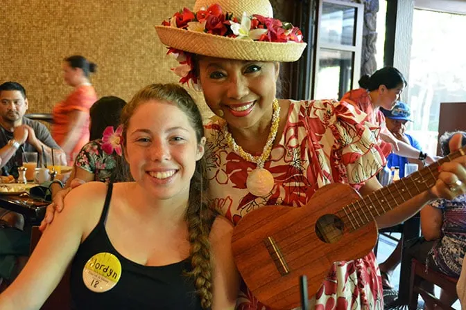 Aunty at Disney's Aulani Character Breakfast Meal at Makahiki
