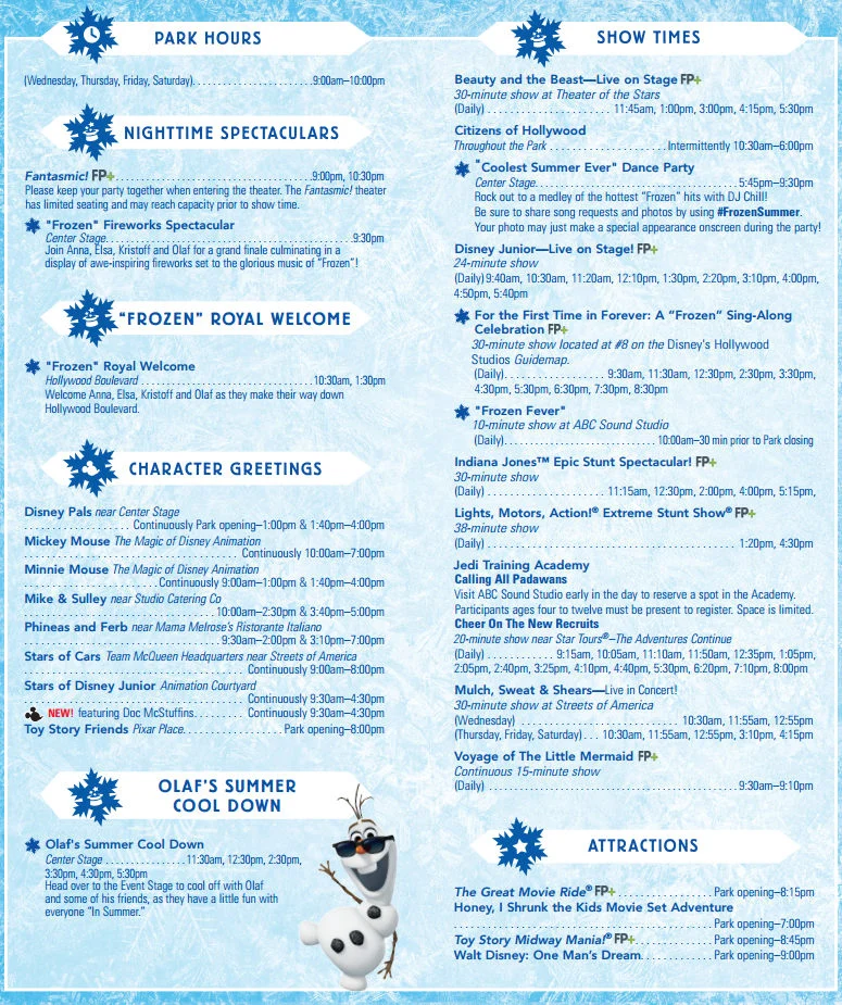 Hollywood Studios Time Guide June 17 to 20 2015 Back