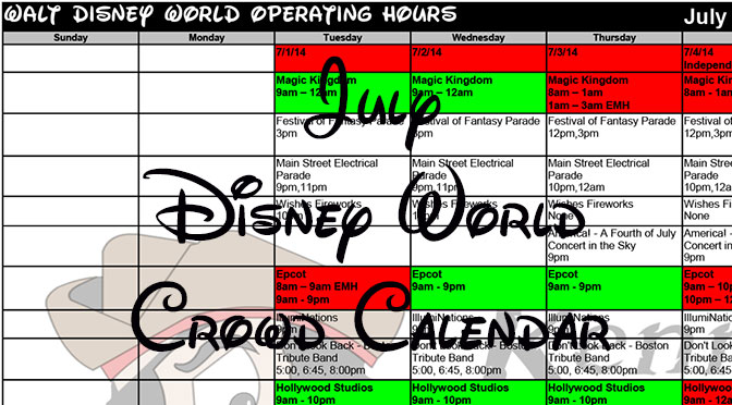 Disney World Crowd Calendar July 2017