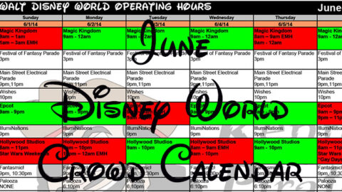 June 2016 Disney World Crowd Calendar created