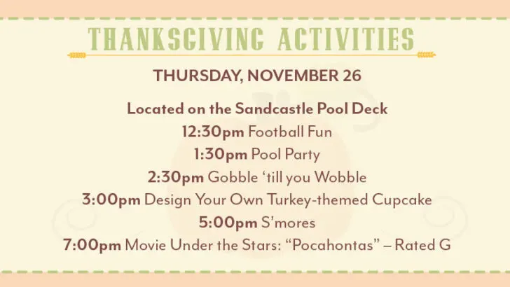 thanksgiving activities at Disney World Old Key West Resort