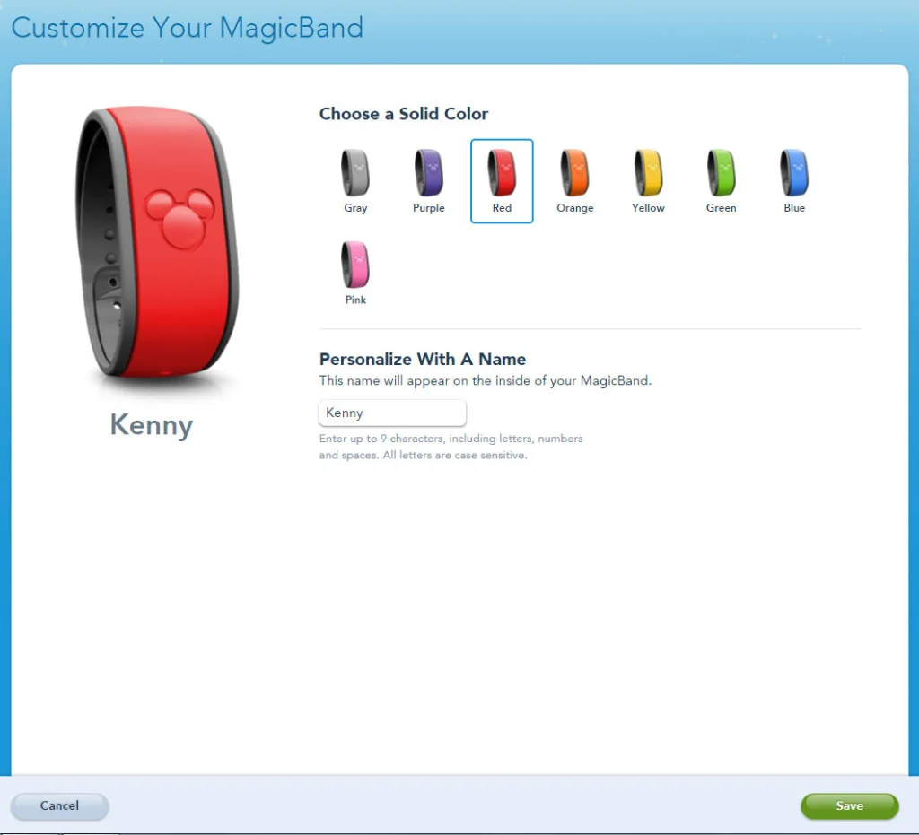 How to customize your MagicBand on My Disney Experience website