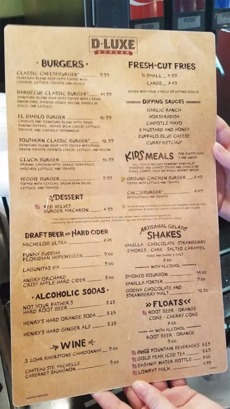 Menu D-LUXE Burger in Disney Springs