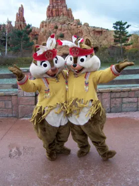 Chip n Dale meet n greet dressed as Indians at Frontierland in Disneyland Paris