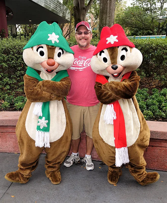 Chip n Dale wearing snowflake scarfs for Christmas at Hollywood Studios