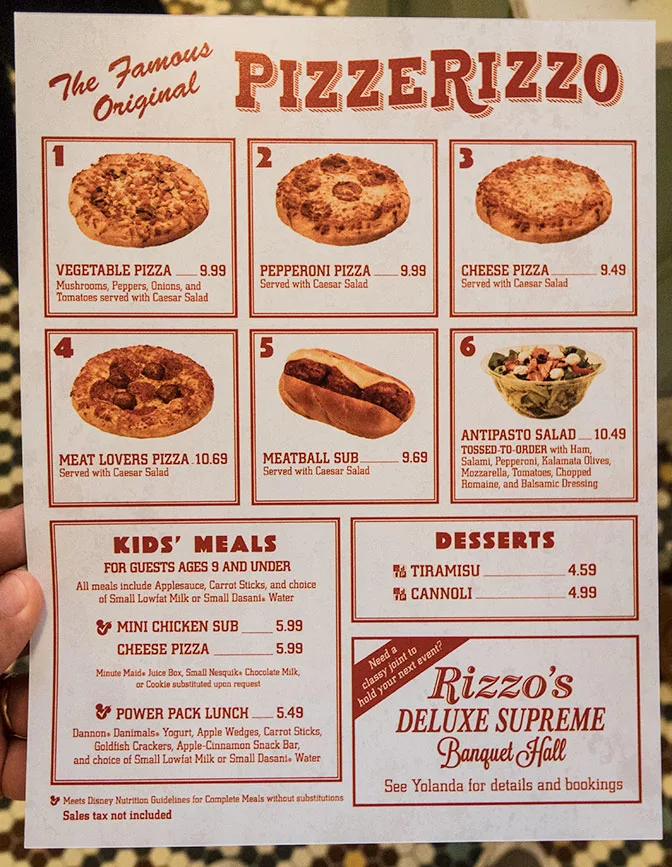 PizzeRizzo Restaurant in Hollywood Studios at Walt Disney World