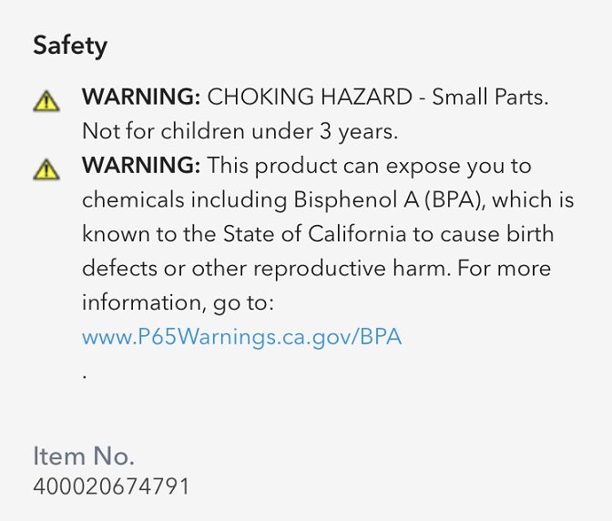 Small Parts Warning