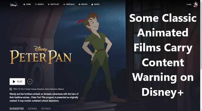 Some Classic Animated Films Carry Content Warning on Disney+