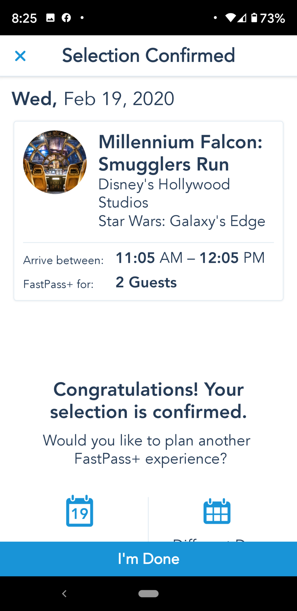 Millennium Falcon Smuggler's Run Fastpass+