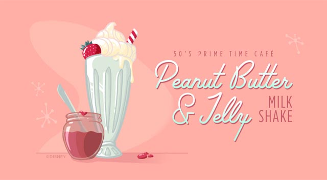 YUM! Try the Peanut Butter and Jelly Milk Shake from 50's Prime Time Cafe!