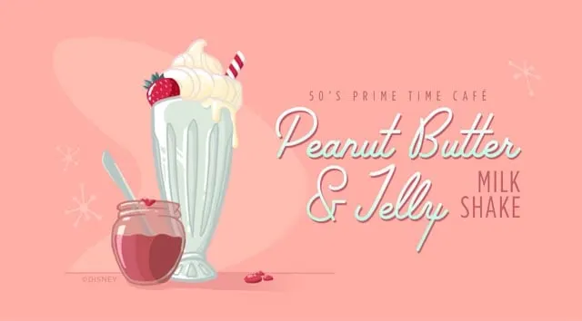 YUM! Try the Peanut Butter and Jelly Milk Shake from 50's Prime Time Cafe!