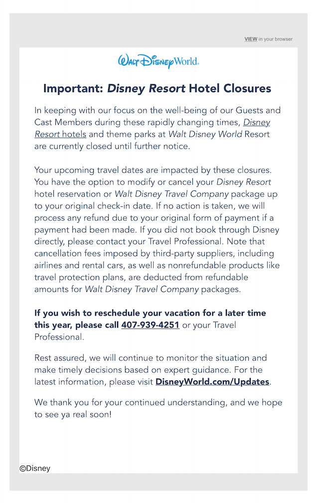New Walt Disney World and Disneyland Guest Cancellations for June