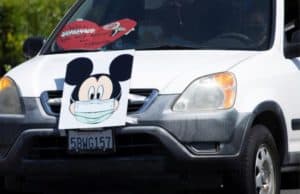 Disneyland Workers Protest Reopening with Caravan