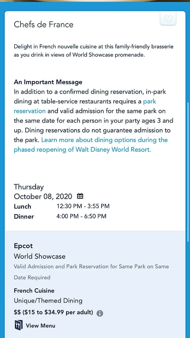 epcot table service re-opening new date