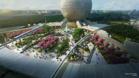 Check out this first look of the new EPCOT entrance fountain!