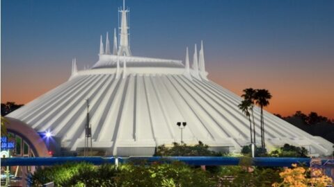 Catch a rare glimpse of Space Mountain with the lights on!