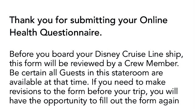 disney cruise line embarkation day health questionnaire