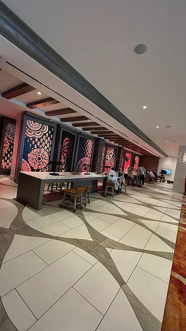 Coronado Springs tower lobby seating tables