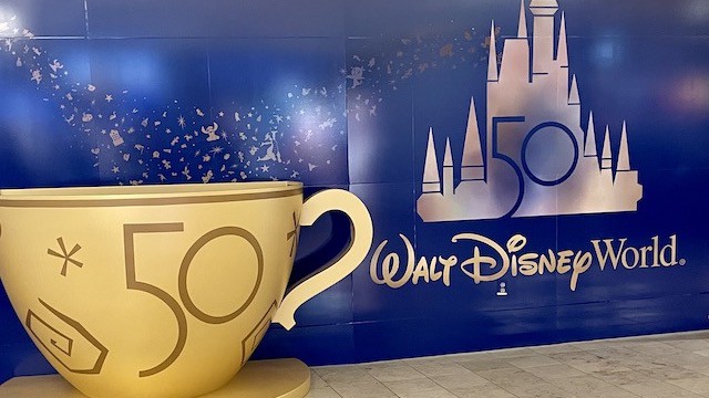 Disney World's 50th anniversary decor at the airport is in a new spot!
