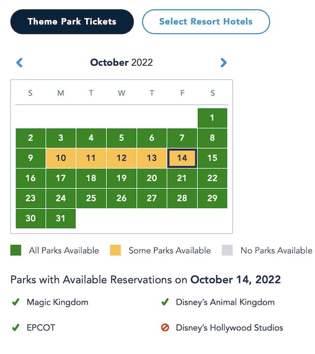 Park Reservations for Oct 1 AVAILABLE NOW! 