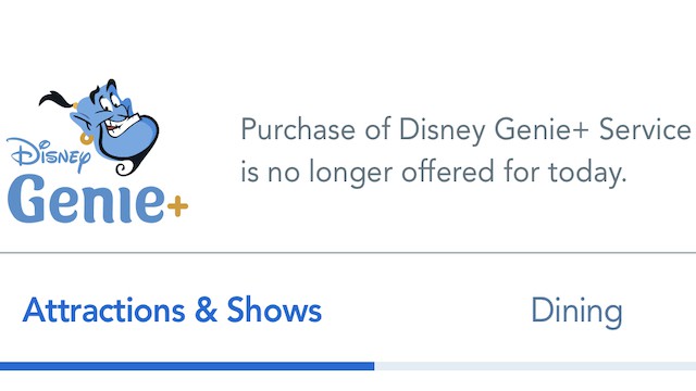 Genie+ is Sold Out Again