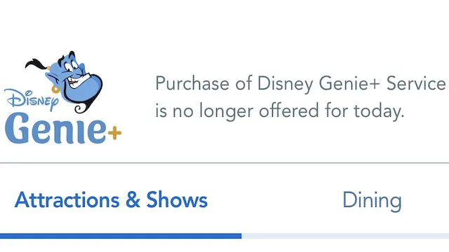 Genie+ is Sold Out Again