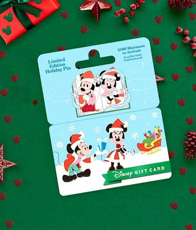 Disney Gift Card with Pin - Holiday 2022 Mickey and Minnie