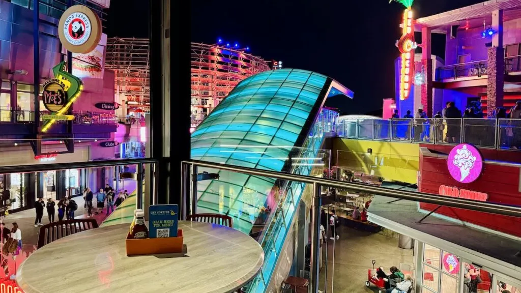 View of CityWalk from Cowfish at night