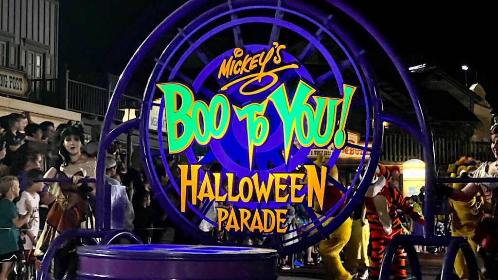 Mickeys Halloween party boo to you parade sign