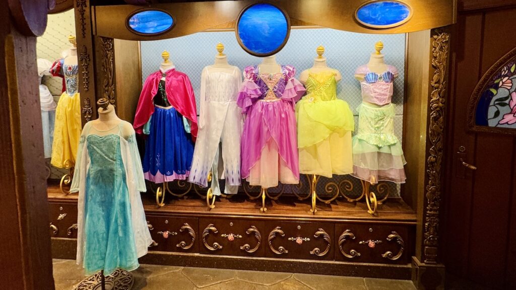 Picture of the dresses at Bibbidi Bobbidi Boutique 2025