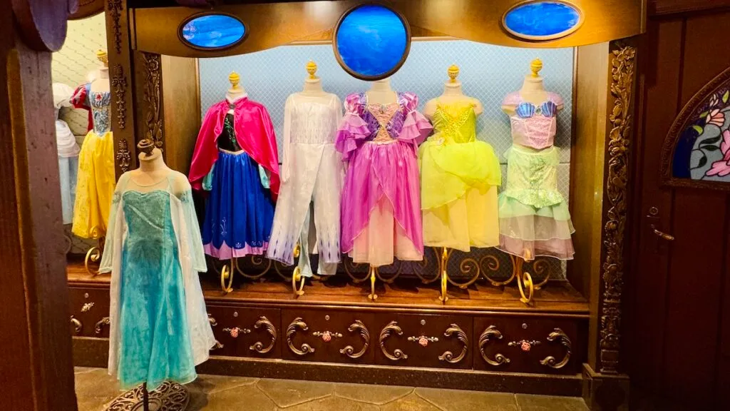 Picture of the dresses at Bibbidi Bobbidi Boutique 2025