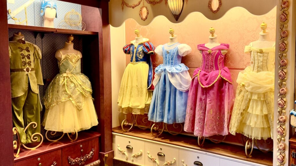 Picture of the dresses at Bibbidi Bobbidi Boutique 2025