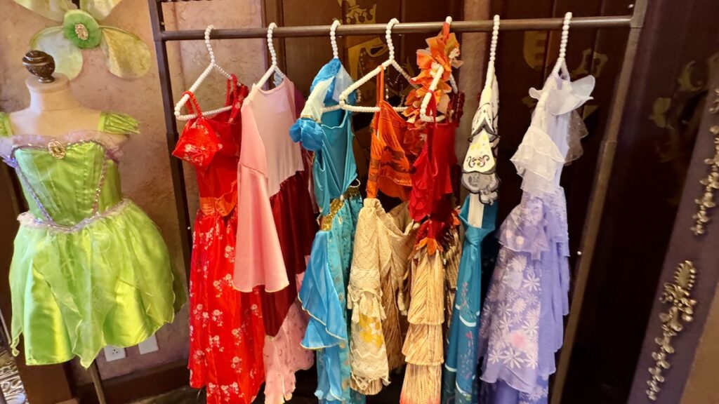 Picture of the dresses at Bibbidi Bobbidi Boutique 2025