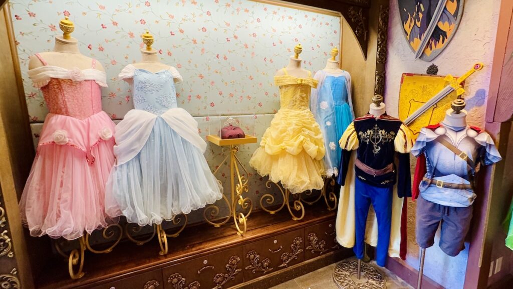 Picture of the dresses at Bibbidi Bobbidi Boutique 2025