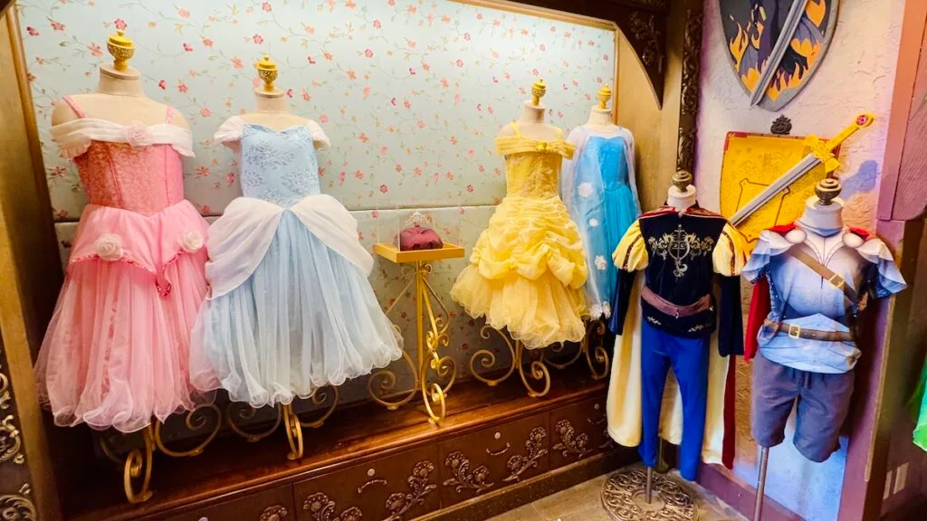 Picture of the dresses at Bibbidi Bobbidi Boutique 2025