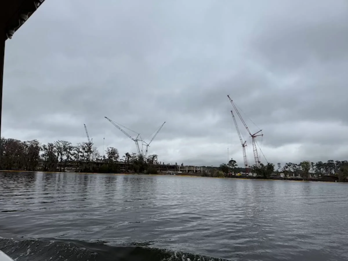 lakeshore lodge construction from boat