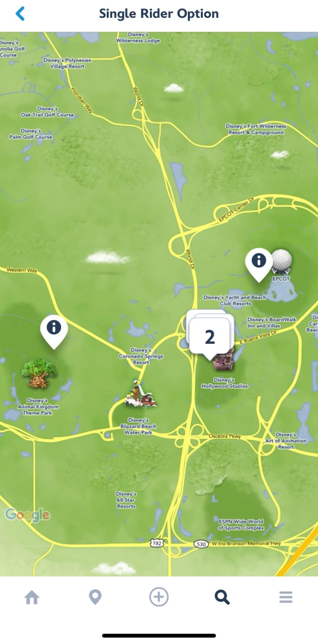 single rider map