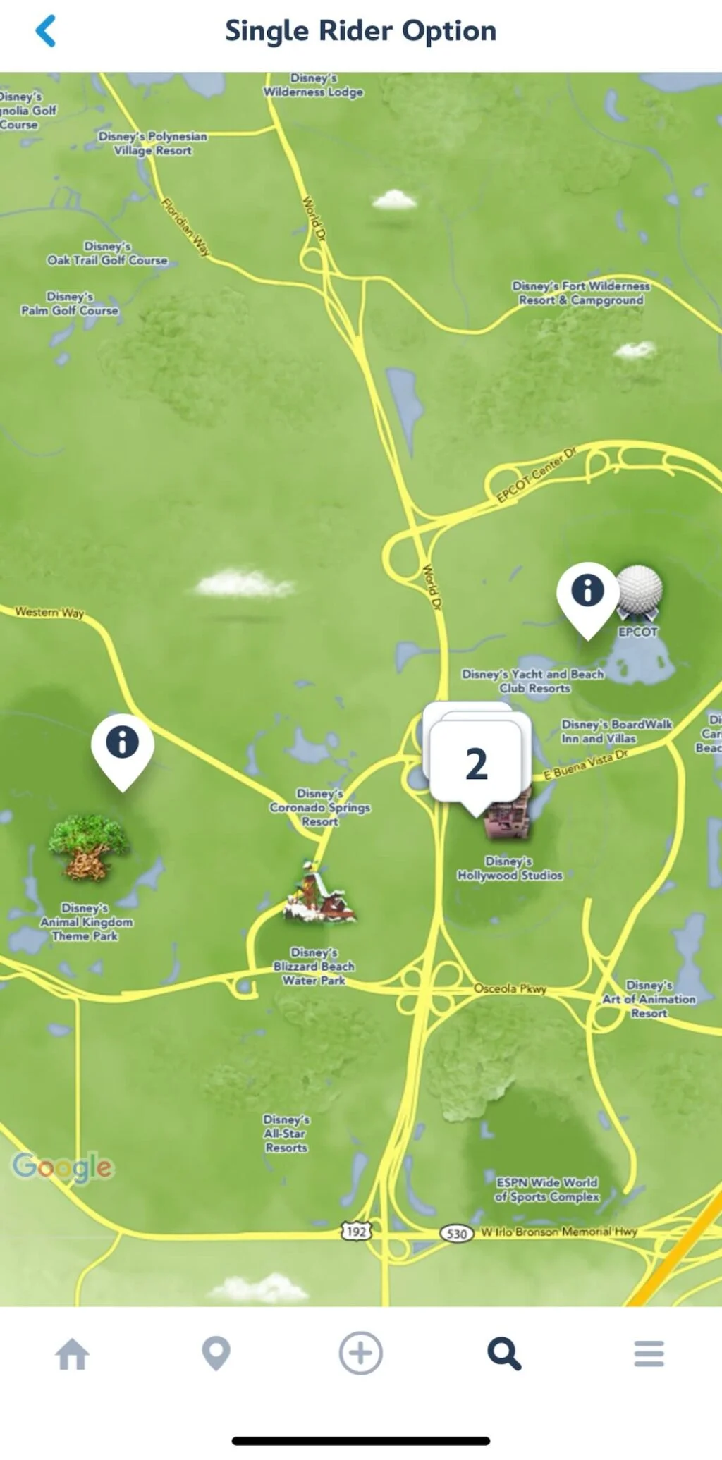 single rider map