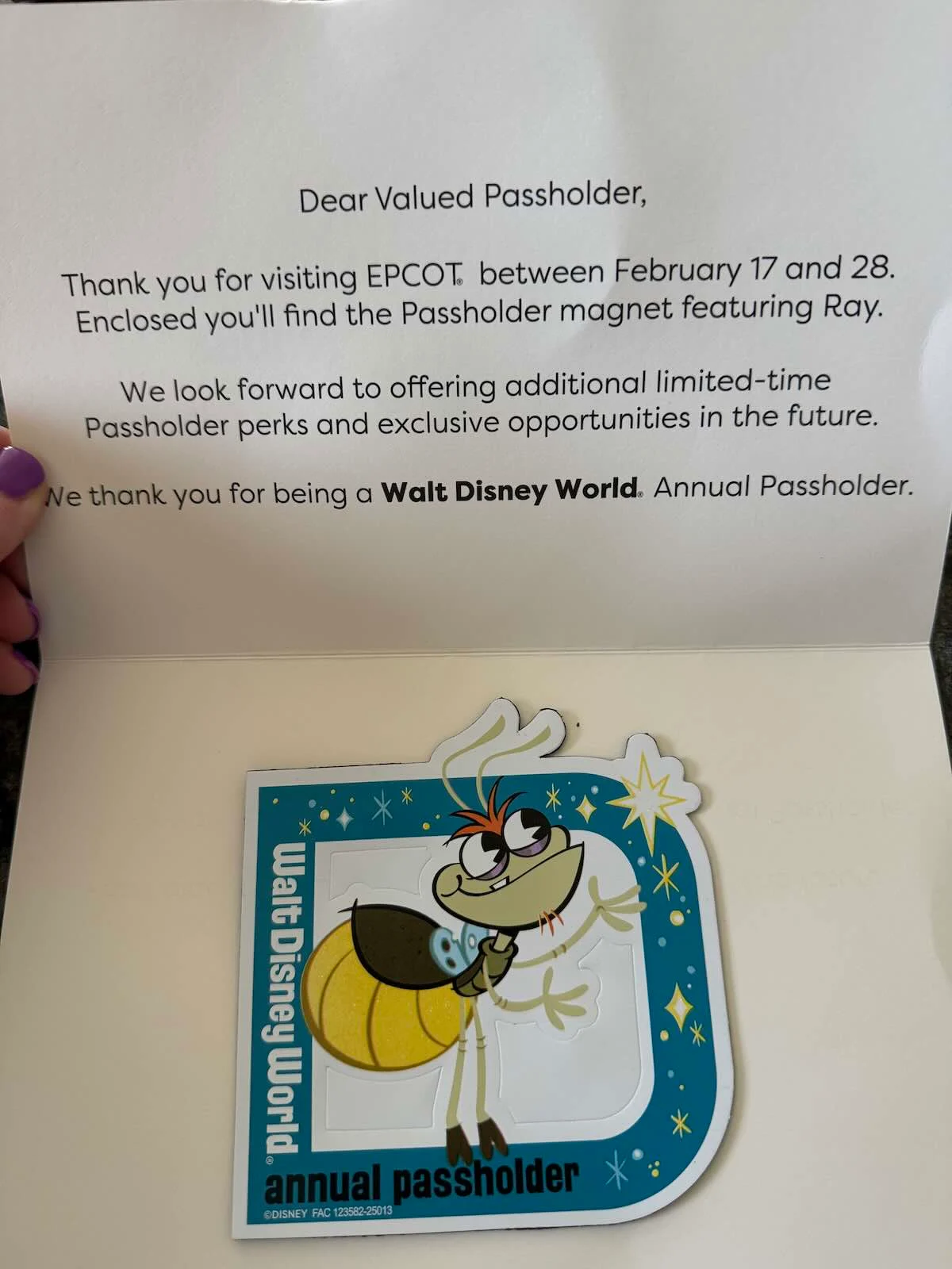 Ray Passholder magnet mailed