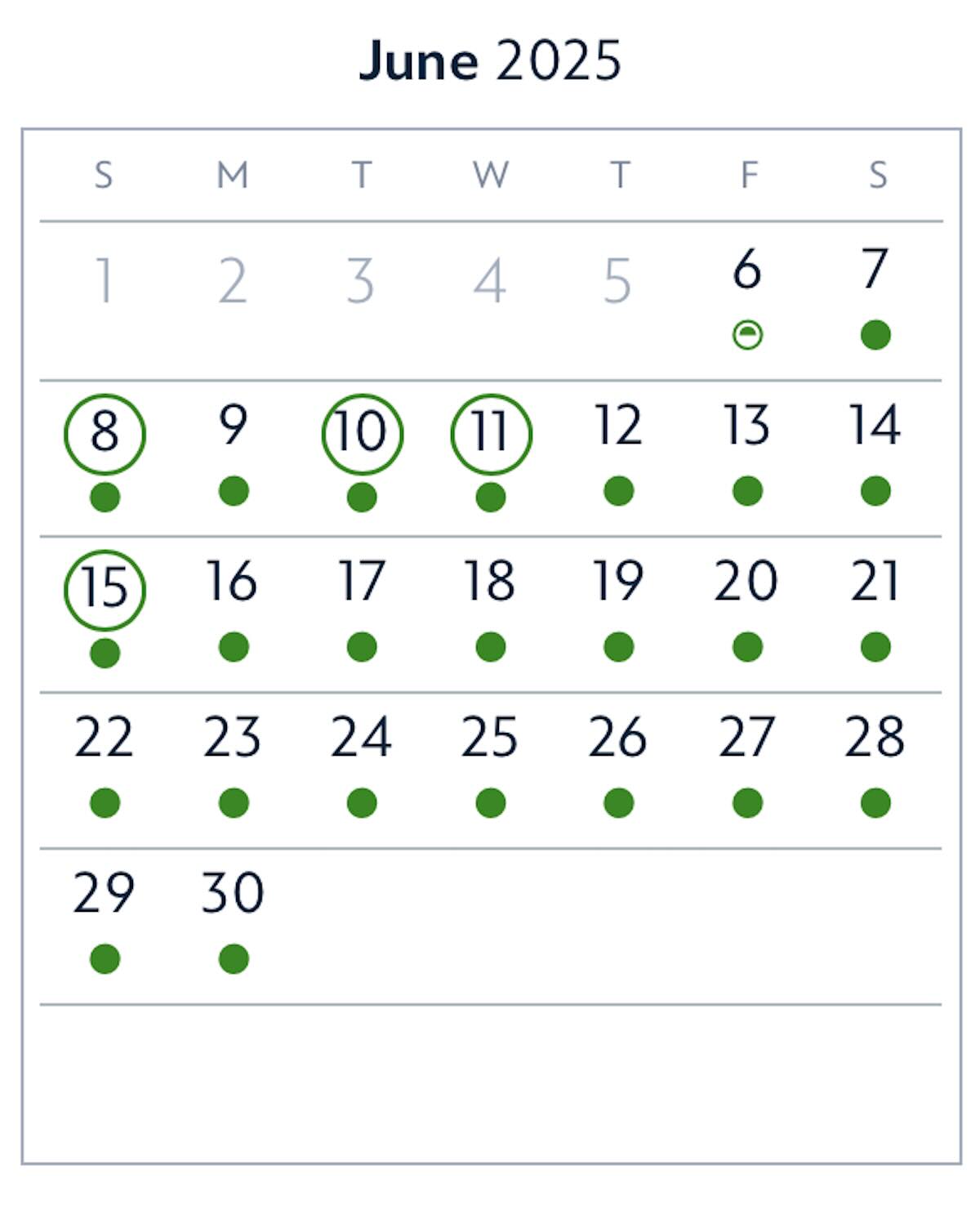 next June 2025 good to go days