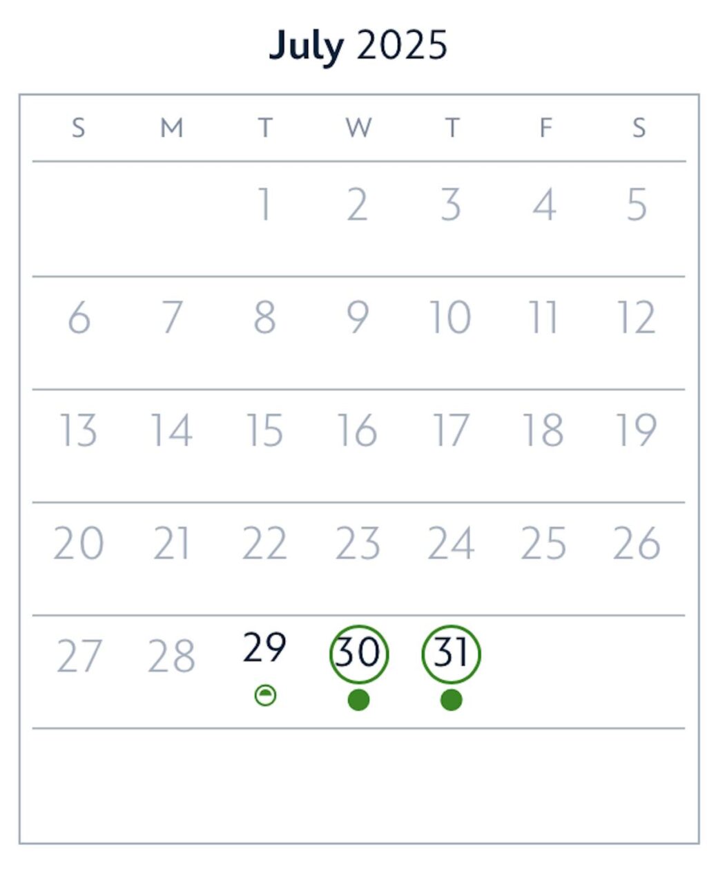 July 2025 good to go days