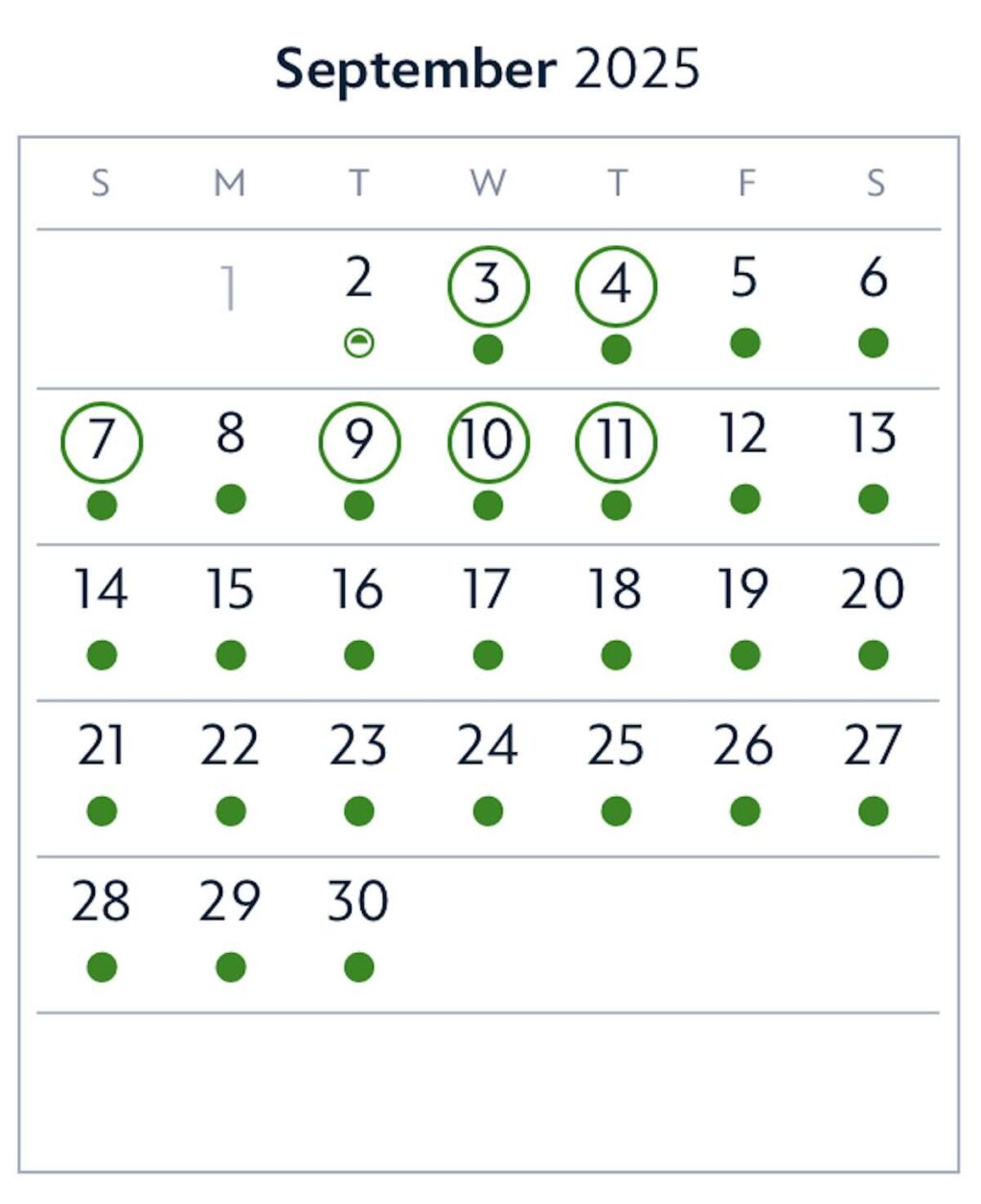 September 2025 good to go days